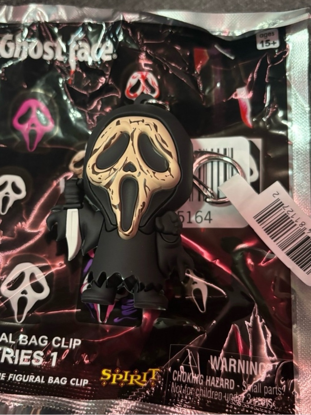Spirit Black Ghostface Keychain with Aged Mask